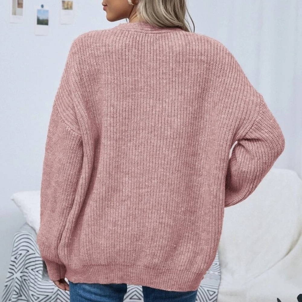 Soft knit drop shoulder oversized cardigan sweater tan - Picture 16 of 16